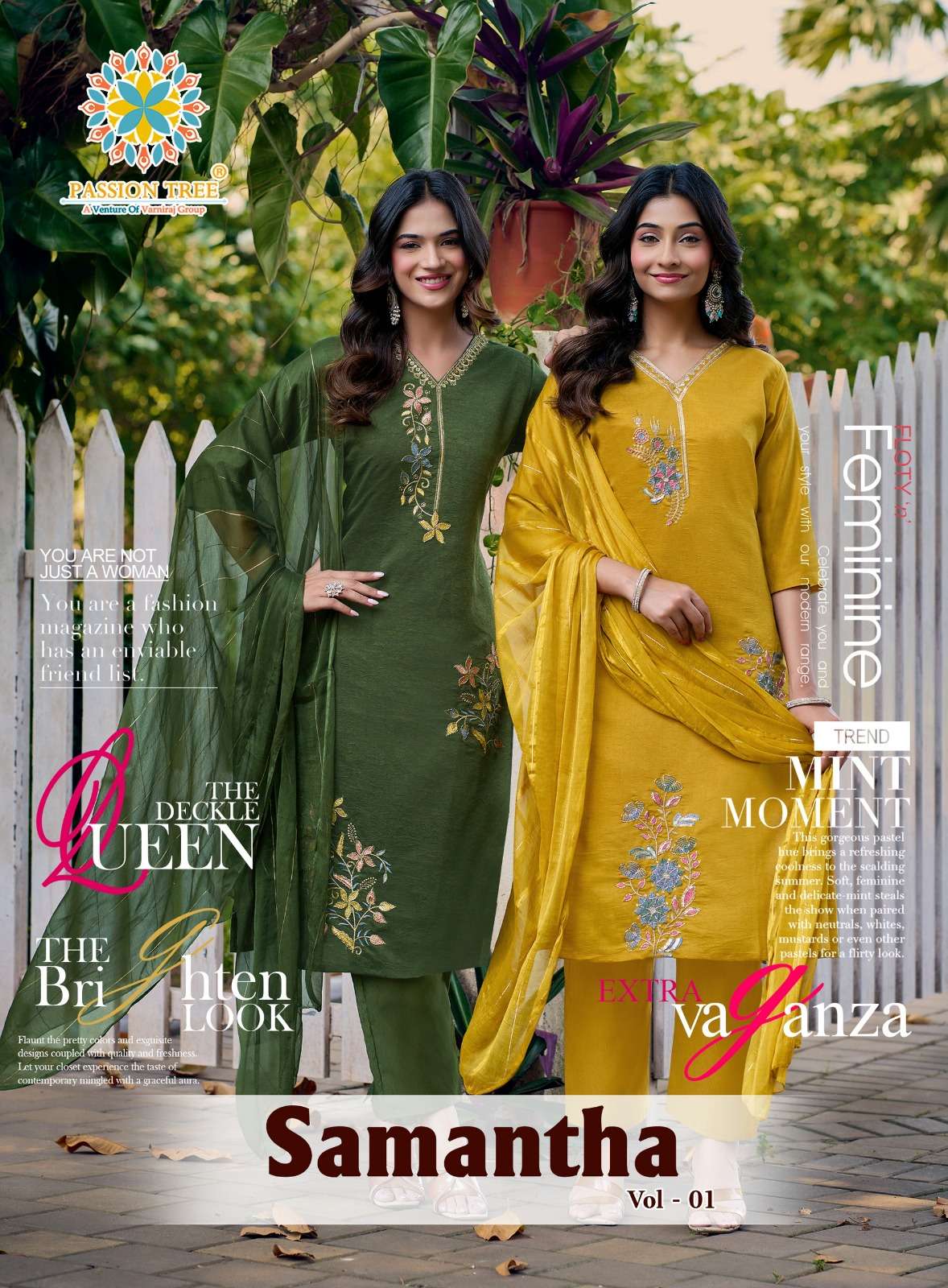 PASSION TREE SAMANTHA VOL 1 SILK STRAIGHT CUT KURTI PANT AND DUPATTA SET