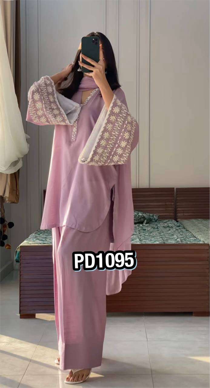 PD 1095 SATIN BEAUTIFUL DESIGNER LOOK PARTY WEAR LADIES 3PCS SET 