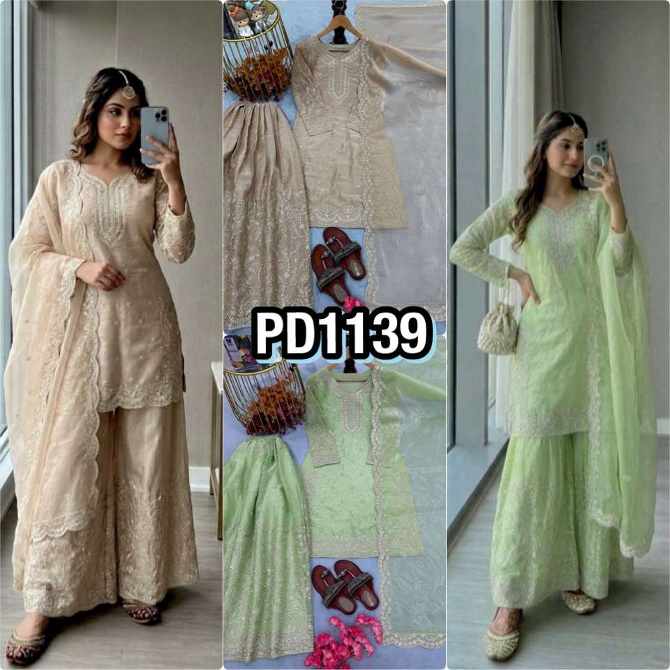 PD 1139 JIMMY CHOO SILK BEAUTIFUL PARTY WEAR LOOK DESIGNER LADIES SUIT