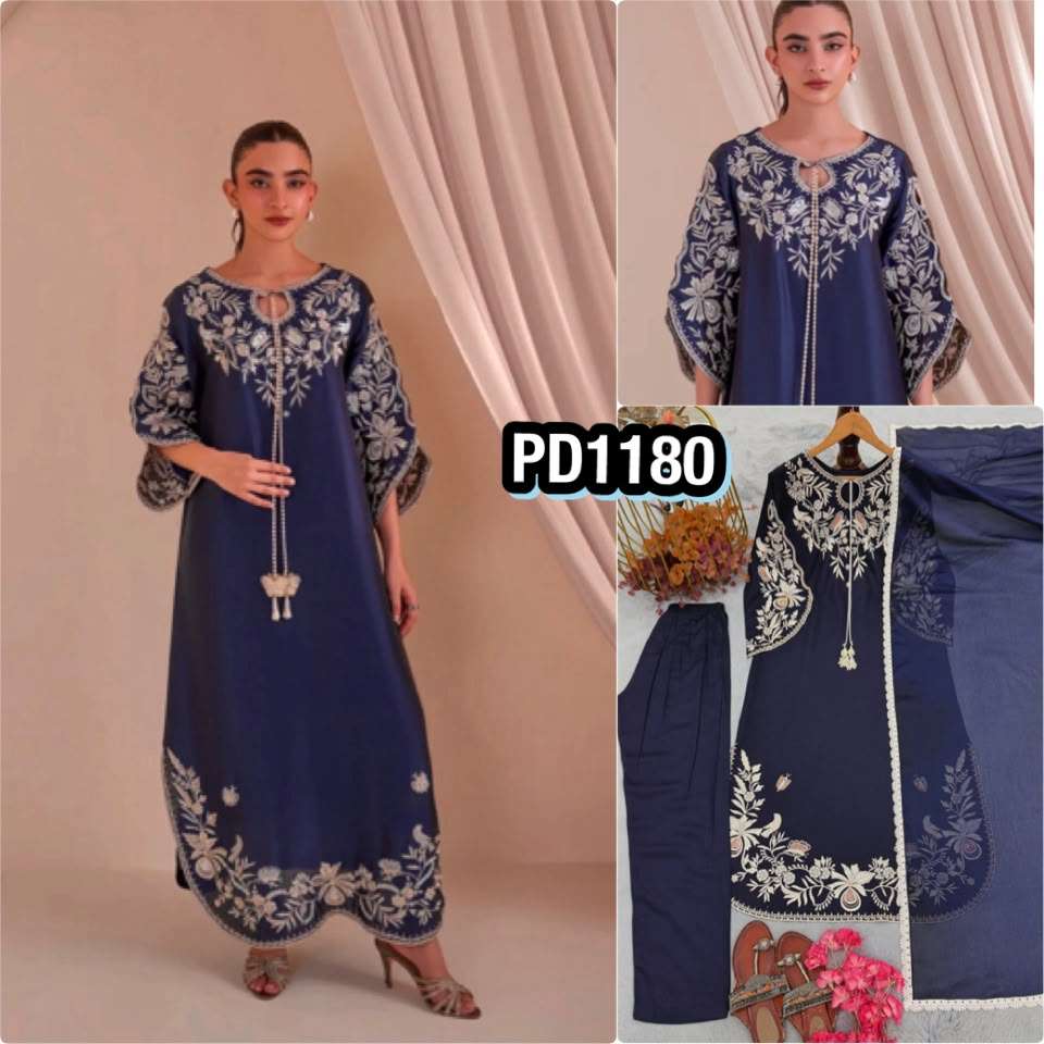 PD 1180 SATIN RAYON FABRIC BEAUTIFUL DESIGNER LOOK PARTY WEAR LADIES KAFTAN STYLE SUIT