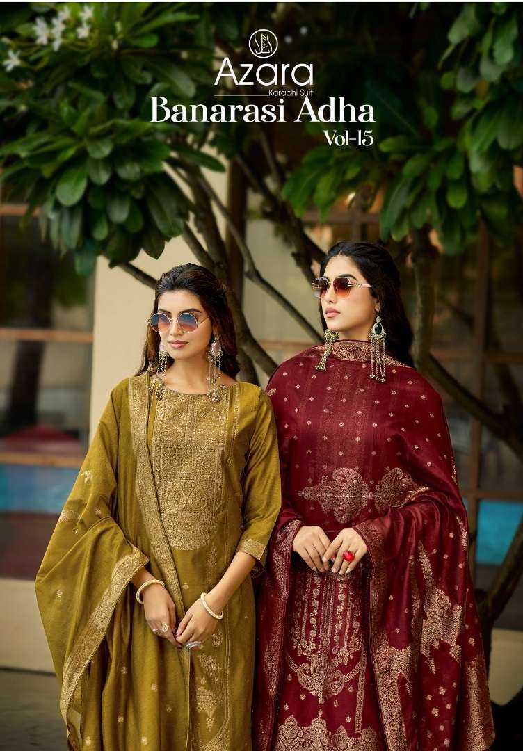 RADHIKA FASHION AZARA BANARASHI ADAH VOL 15 COTTON JACQUARD DESIGNER WORK SUIT
