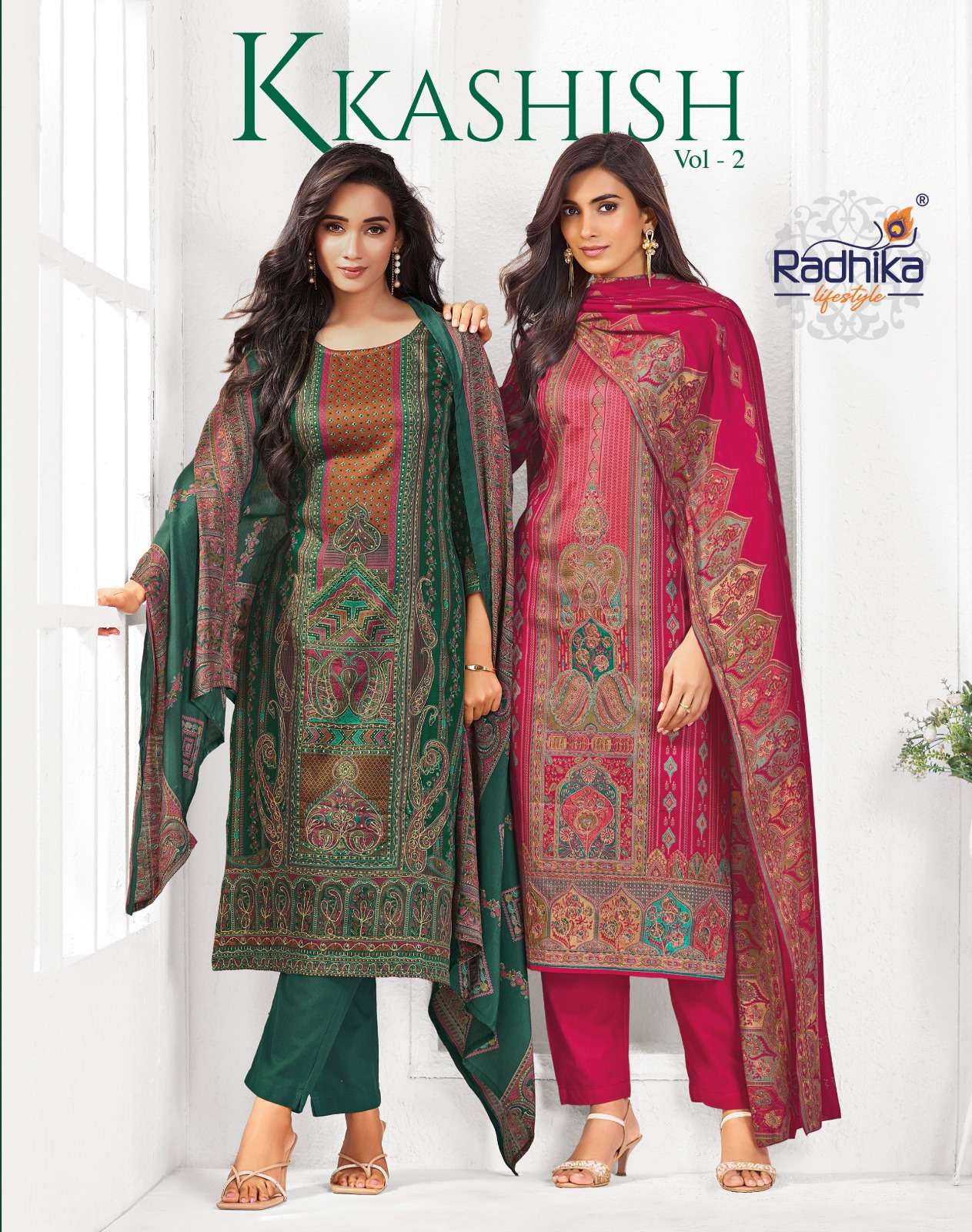 RADHIKA LIFE STYLE KKASHISH VOL 2 JAM COTTON FOIL PRINT WITH FANCY WORK LADIES 3PCS SET COLLECTION 