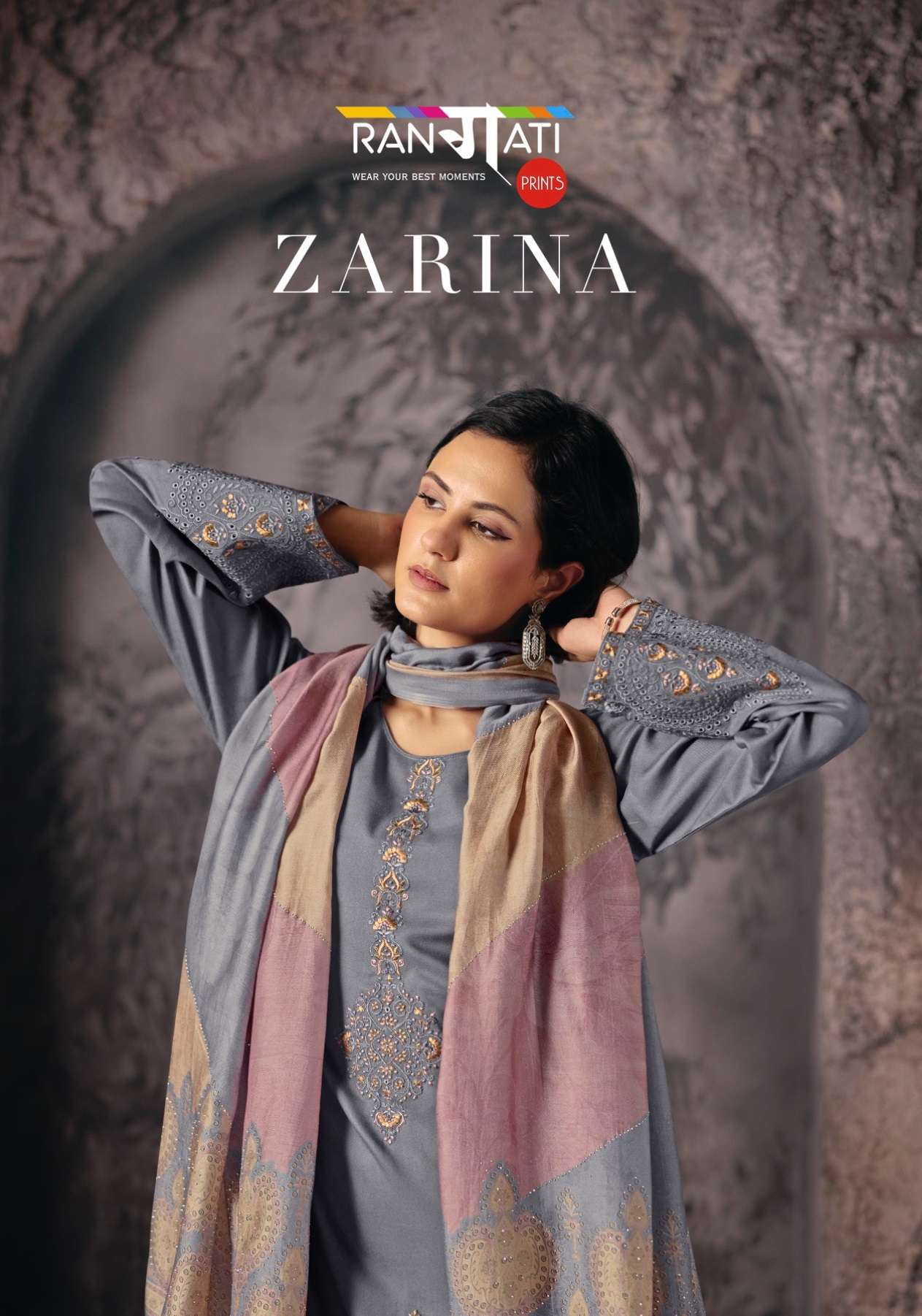 RANGATI PRINTS ZARINA PASHMINA EMBROIDERY DESIGNER WORK SUIT