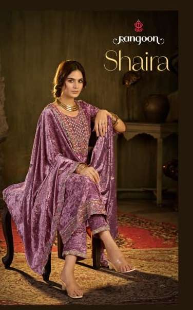 RANGOON SHAIRA VELVET HEAVY DESIGNER WEDDING WEAR LADIES SUIT 