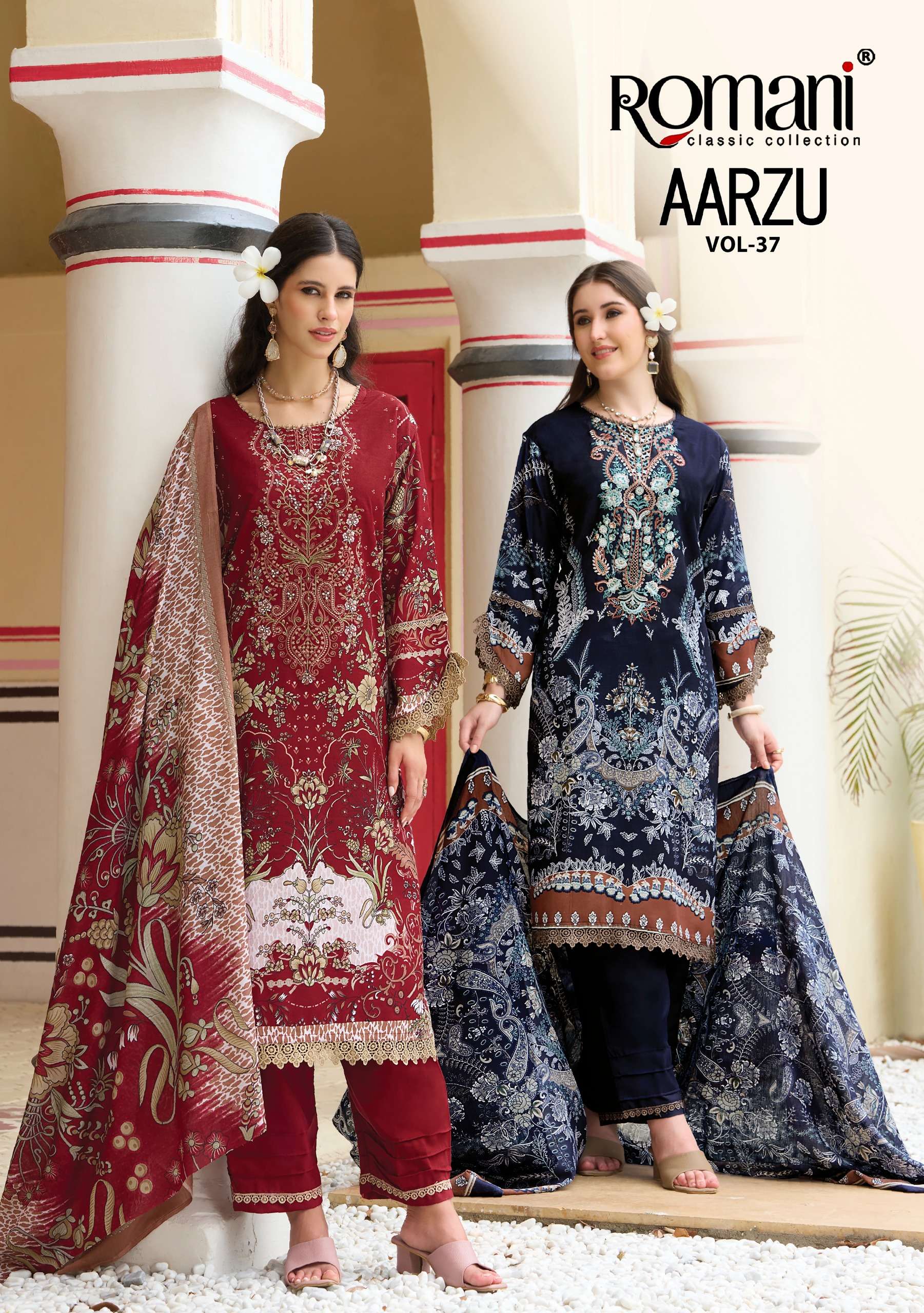 ROMANI AARZU VOL 37 COTTON DIGITAL PRINT WITH FANCY EMBROIDERIES WORK SUIT