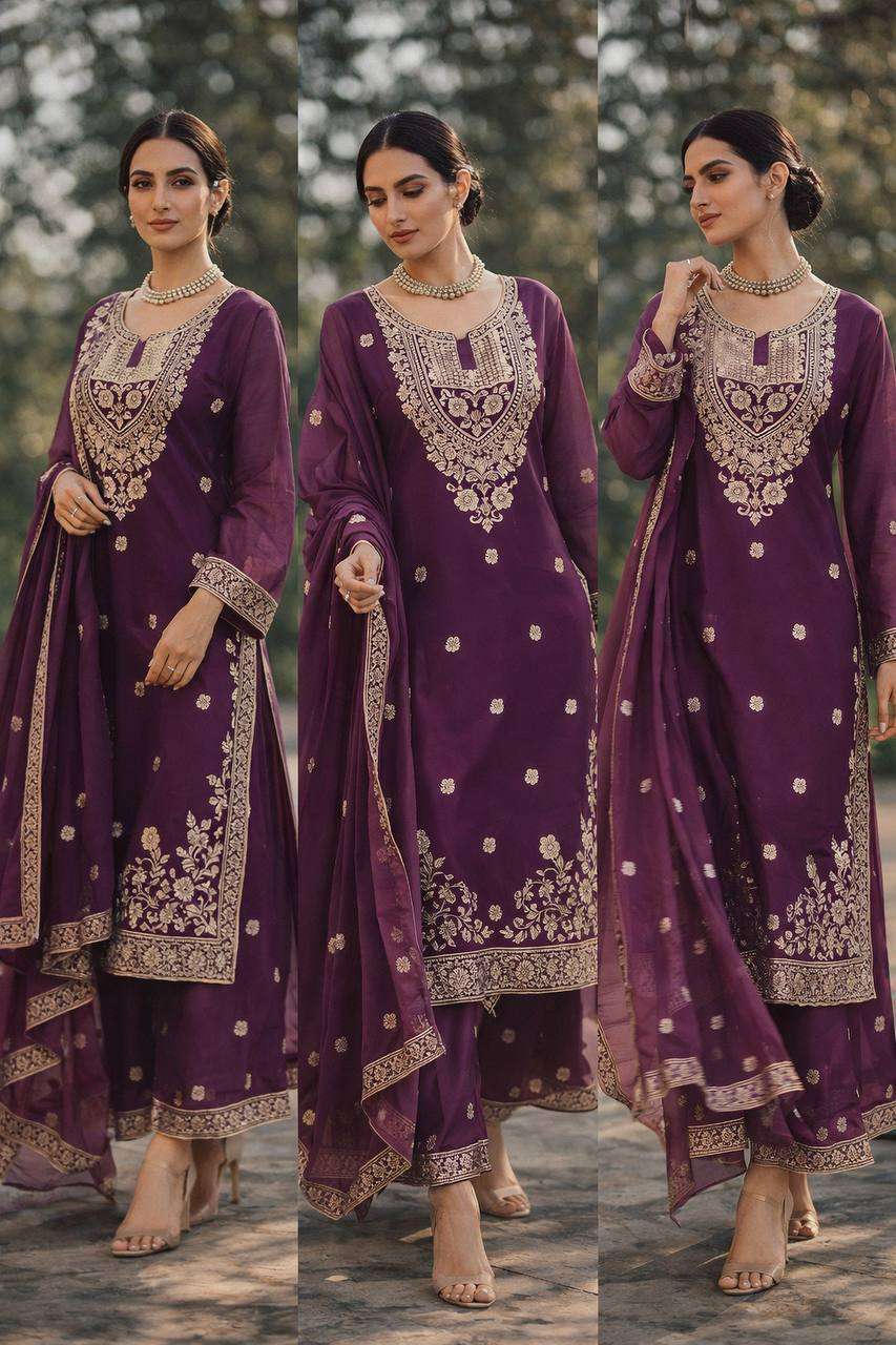 RTC 5981 SILK SEQUENCE EMBROIDERY DESIGNER WORKED LADIES 3PCS SET COLLECTION 