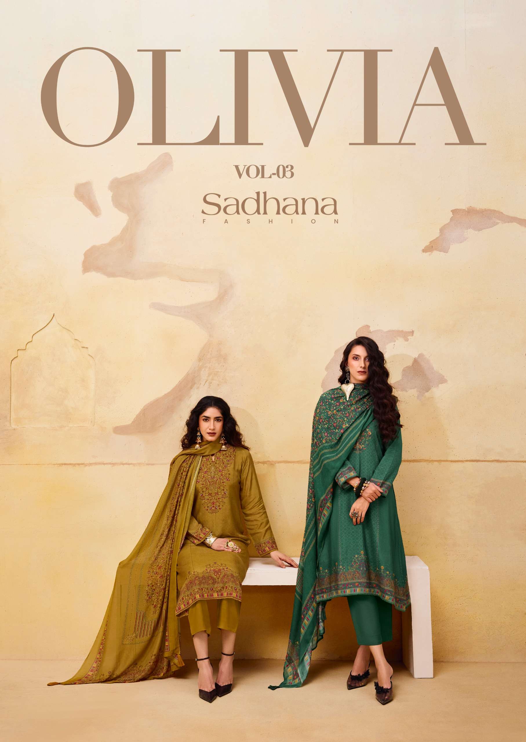SADHANA FASHION OLIVIA VOL 3 PASHMINA DIGITAL PRINTS WITH FANCY EMBROIDERY WORK SUIT