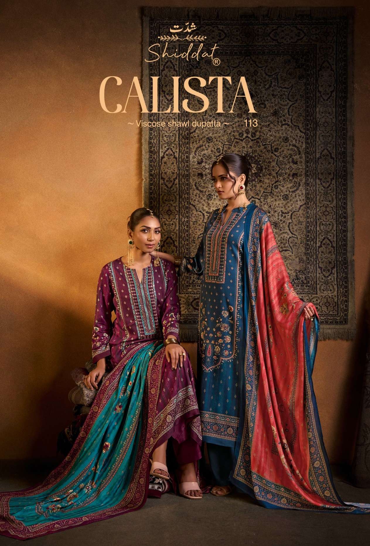 SHIDDAT CALISTA 113 PASHMINA DIGITAL PRINT WITH EMBROIDERY DESIGNER WORK SUIT