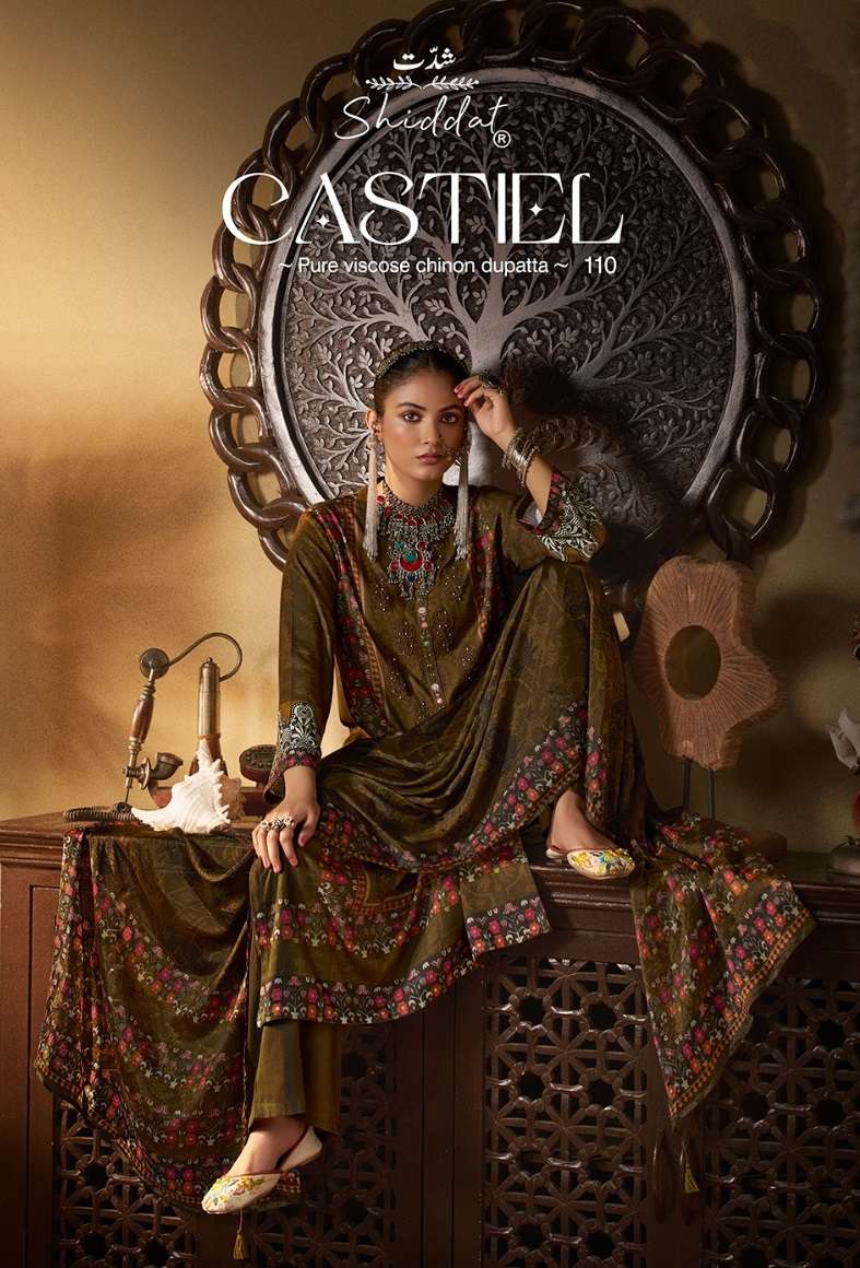 SHIDDAT CASTIEL 110 PASHMINA DESIGNER WORK WINTER WEAR SUIT 