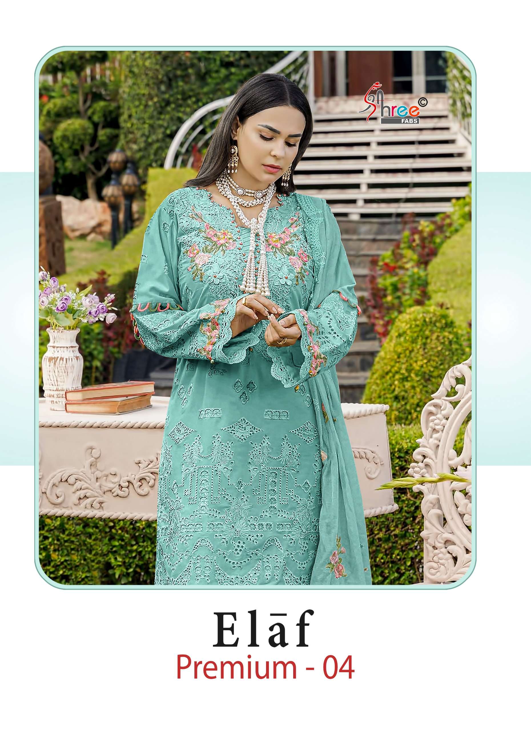 SHREE FABS ELAF PREMIUM 4 COTTON HEAVY EMBROIDERY DESIGNER PAKISTANI SUIT