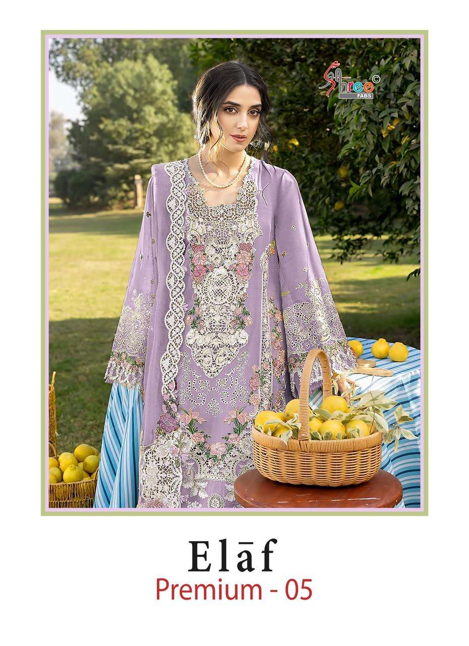 SHREE FABS ELAF PREMIUM 5 COTTON HEAVY EMBROIDERY DESIGNER PAKISTANI SUIT