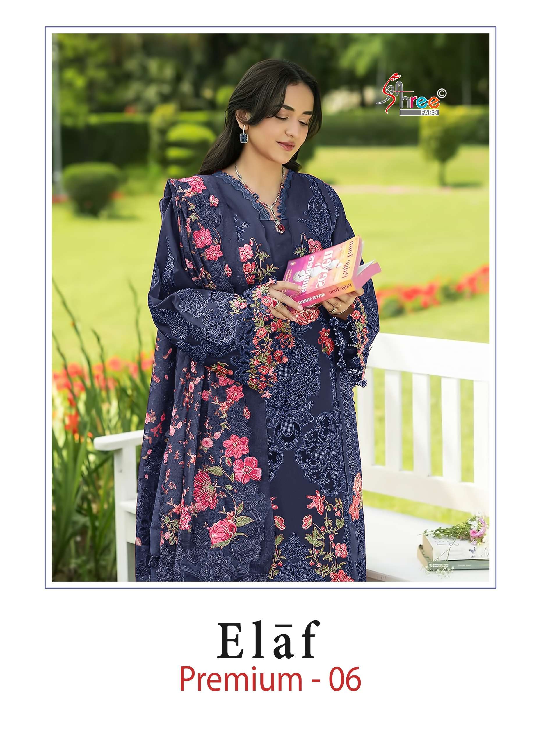 SHREE FABS ELAF PREMIUM VOL 6 COTTON HEAVY EMBROIDERY DESIGNER PAKISTANI SUIT