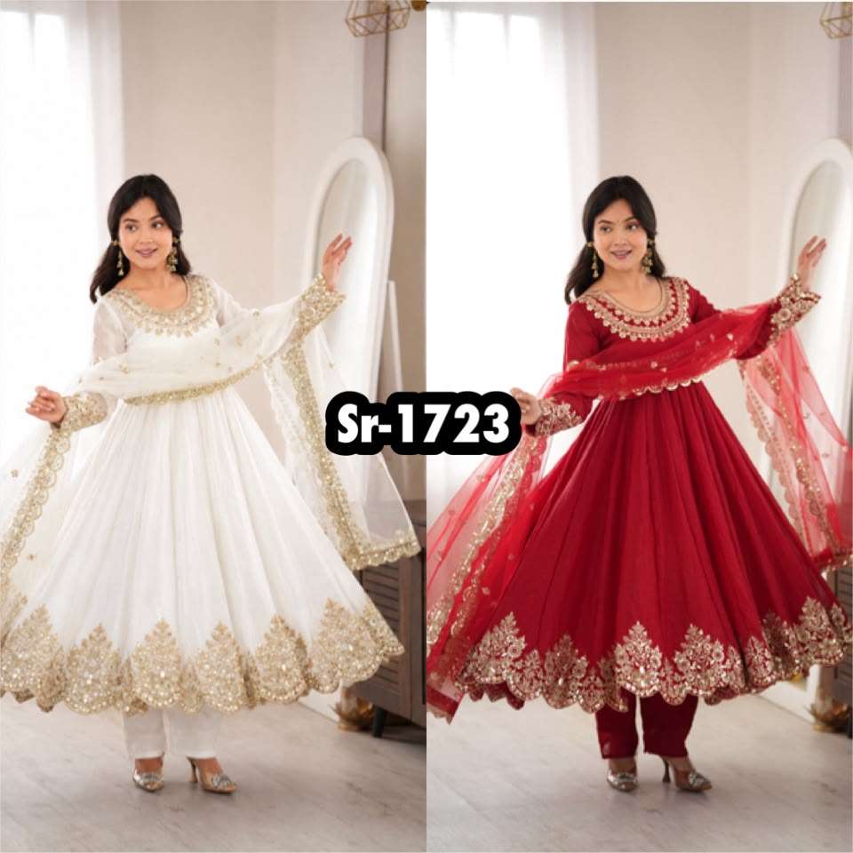 SR 1723 CRUSH FABRIC BEAUTIFUL DESIGNER LOOK PARTY WEAR LADIES GOWN DRESS