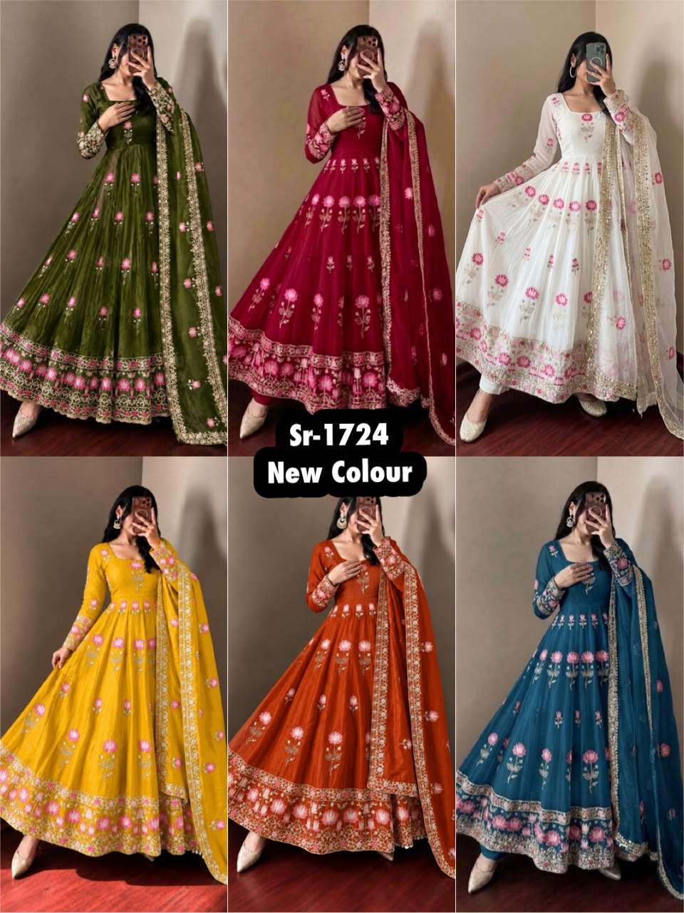 SR 1724 SILK HEAVY SEQUENCE EMBROIDERY DESIGNER PARTY WEAR GOWN SUIT