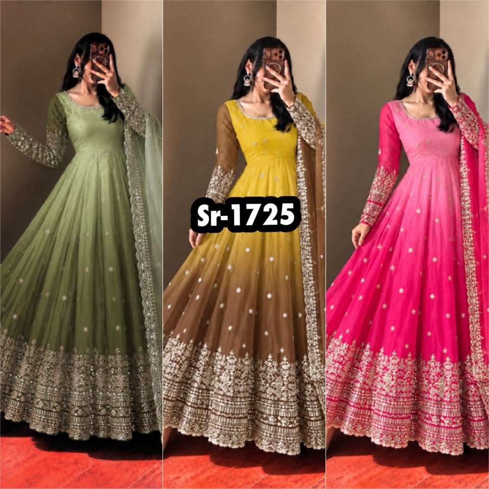 SR 1725 SHADED GEORGETTE FABRIC BEAUTIFUL DESIGNER LOOK PARTY WEAR ANARKALI GOWN STYLE SUIT 