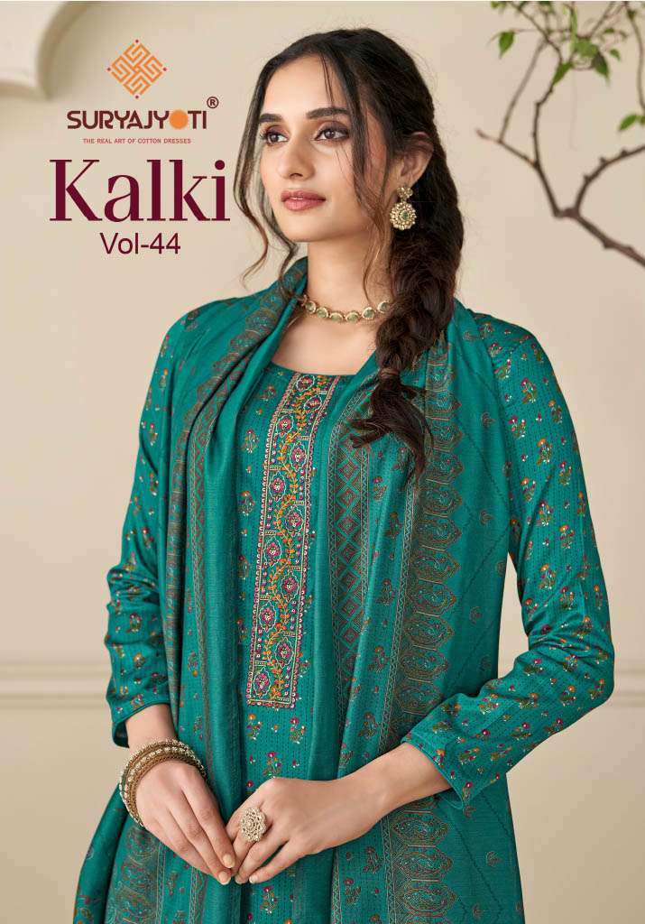 SURYAJYOTI KALKI VOL 44 JAM SATIN PRINT WITH FANCY EMBROIDERY WORK SUIT