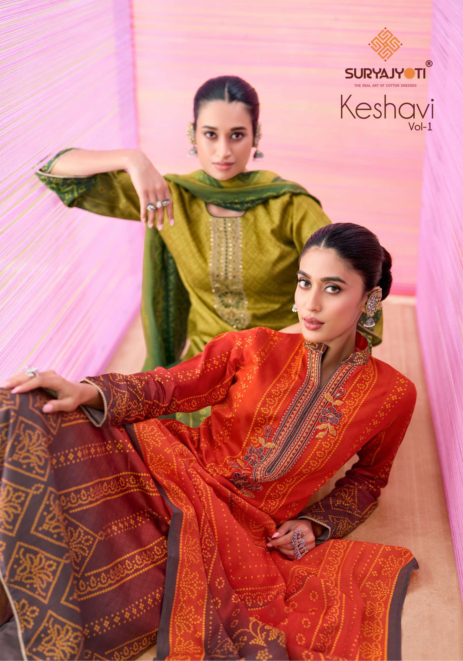 SURYAJYOTI KESHAVI VOL 1 JAM SATIN DIGITAL PRINT EMBROIDERY WORKS SUIT 