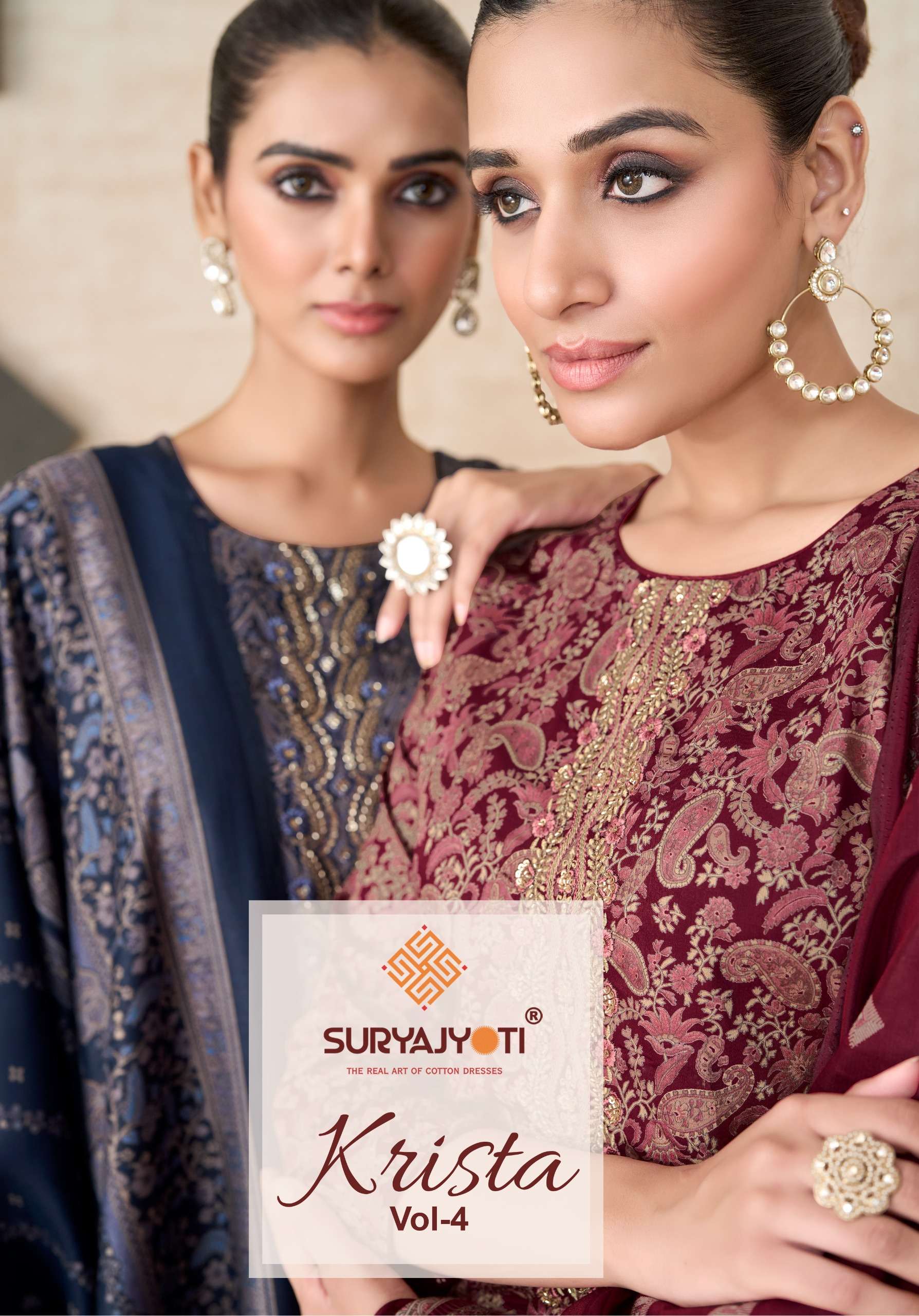 SURYAJYOTI KRISTA VOL 4 JAM SATIN PRINT WITH EMBROIDERY WORK SUIT