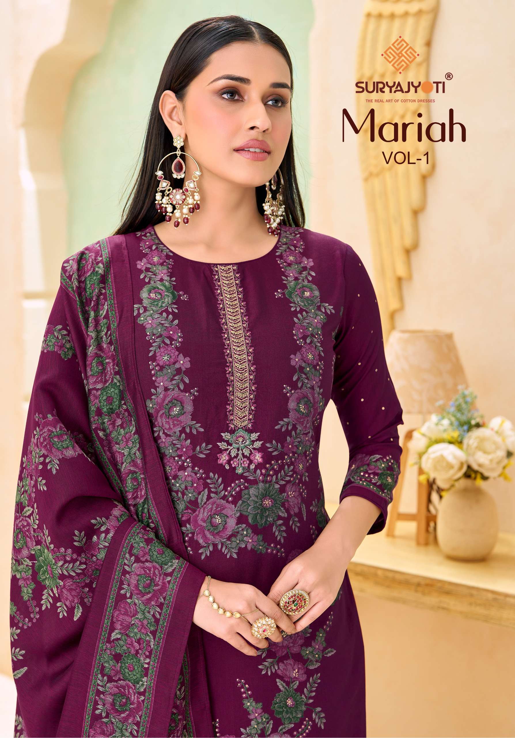 SURYAJYOTI MARIAH VOL 1 BURBERRY FABRIC FANCY WORKS LADIES SALWAR SUIT 