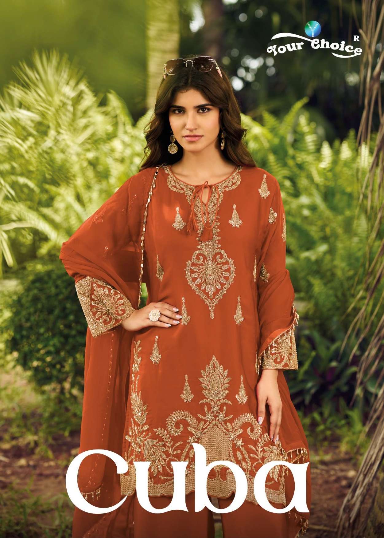 YOUR CHOICE CUBA HEAVY EMBROIDERED DESIGNER FESTIVE WEAR SUIT
