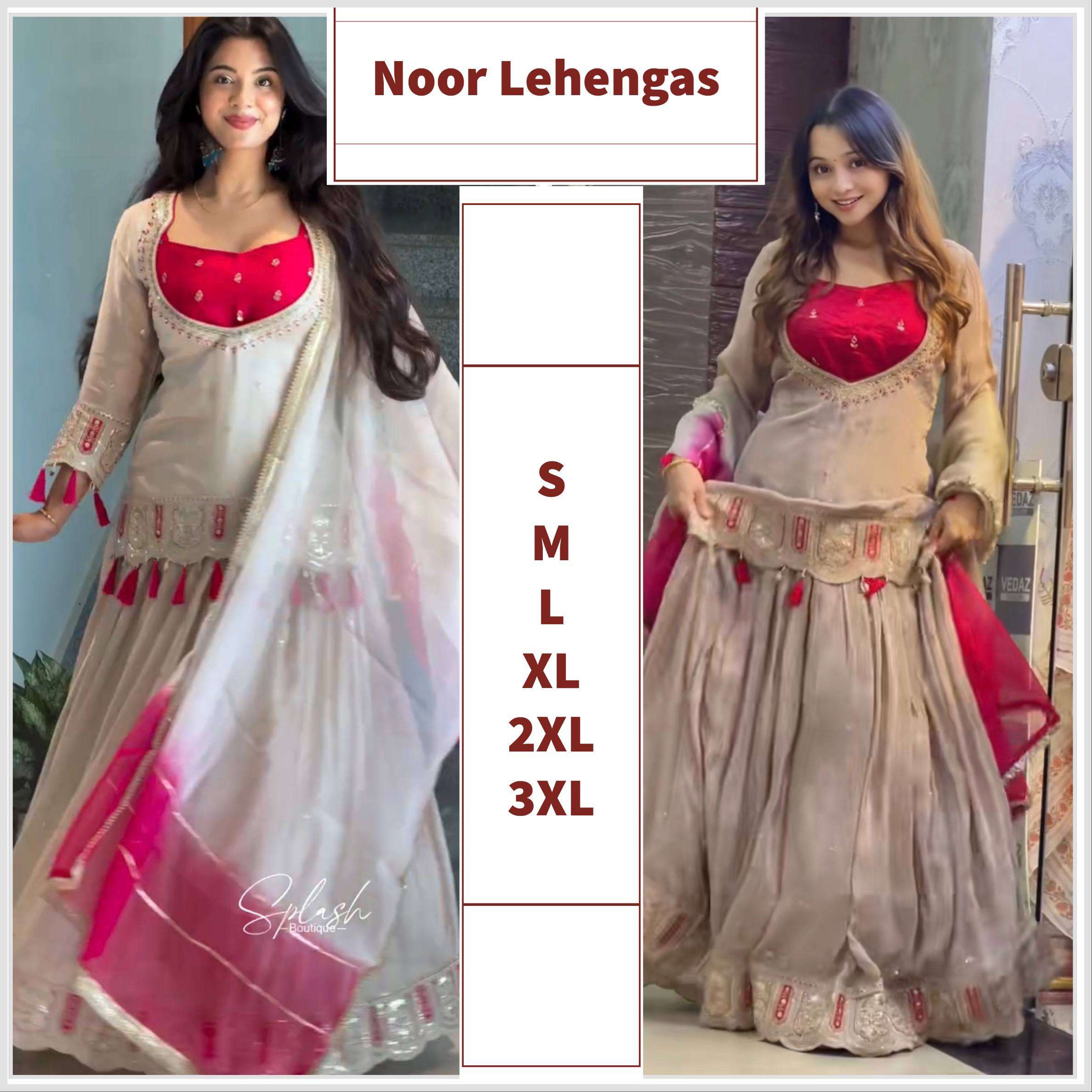 ZC NOOR LEHENGAS SILK HEAVY DESIGNER WORK WEDDING FUNCTION WEAR LEHENGA SUIT