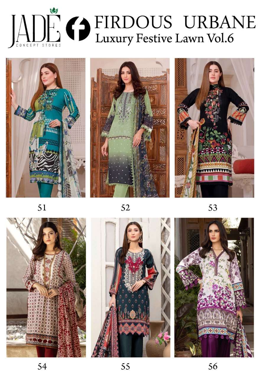 JADE FIRDOUS URBANE LUXURY FESTIVE LAWN COLLECTION VOL 6