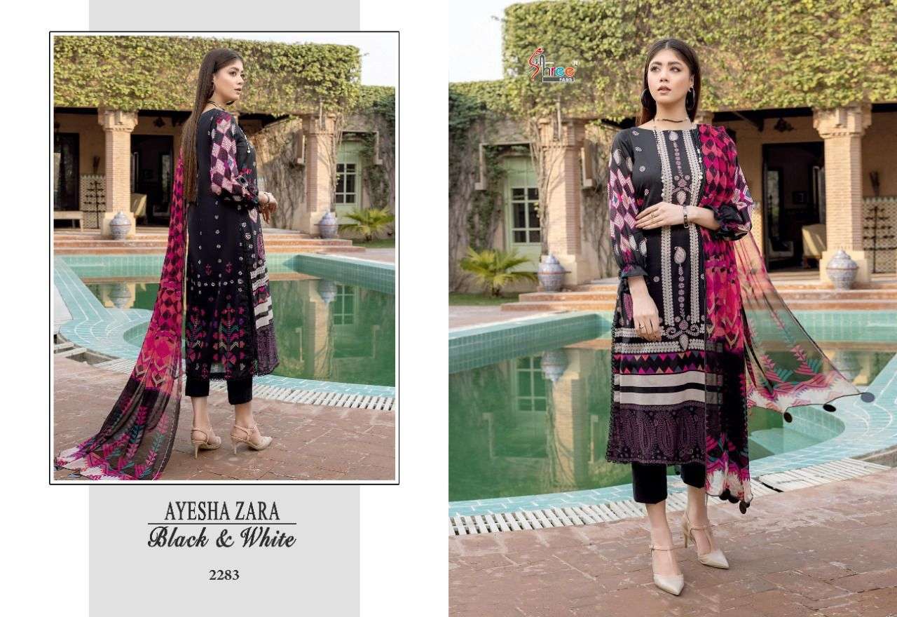 SHREE FABS AYESHA ZARA BLACK AND WHITE 
