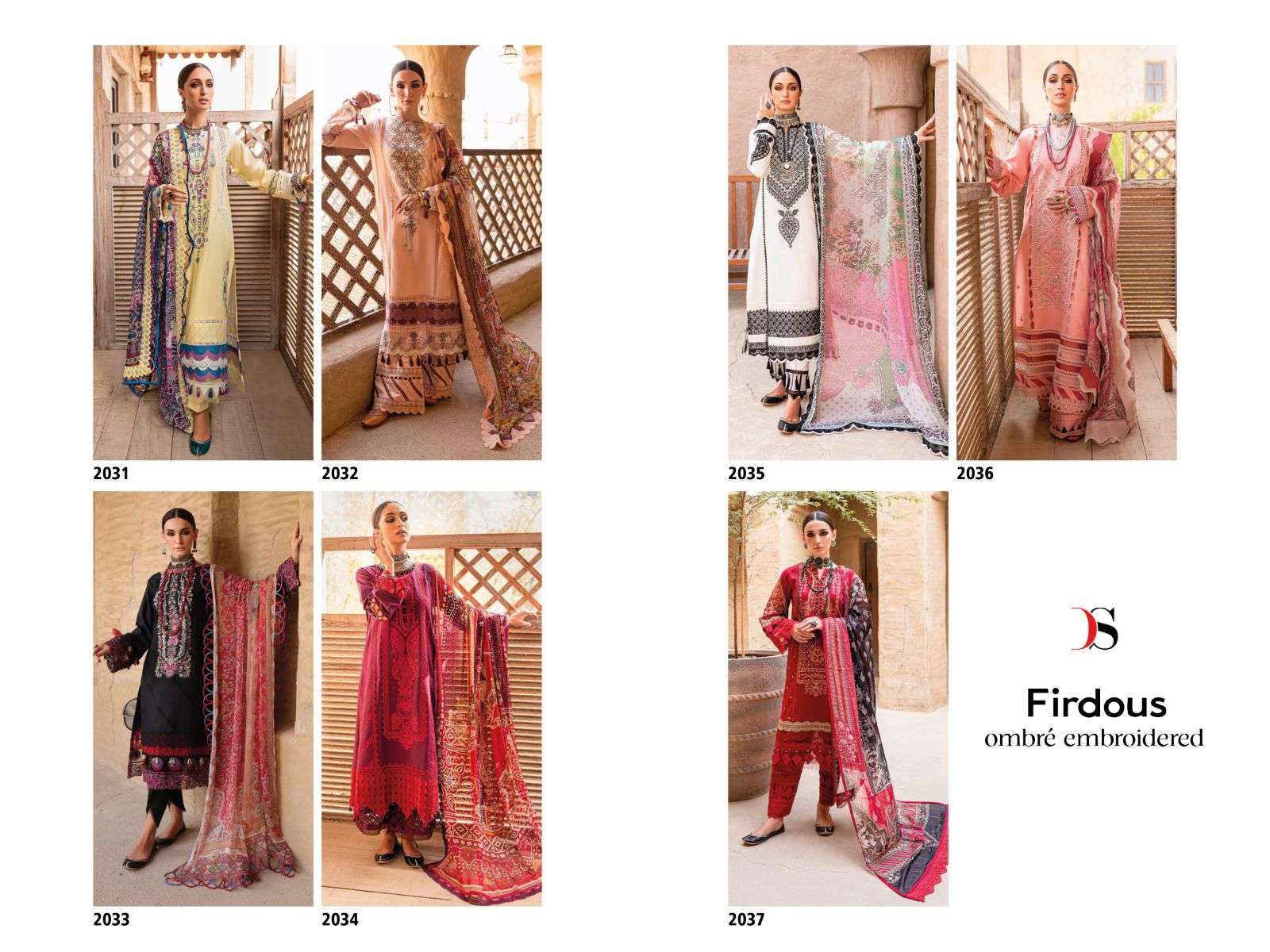 DEEPSY SUITS FIRDOUS OMBRE EMBROIDERED