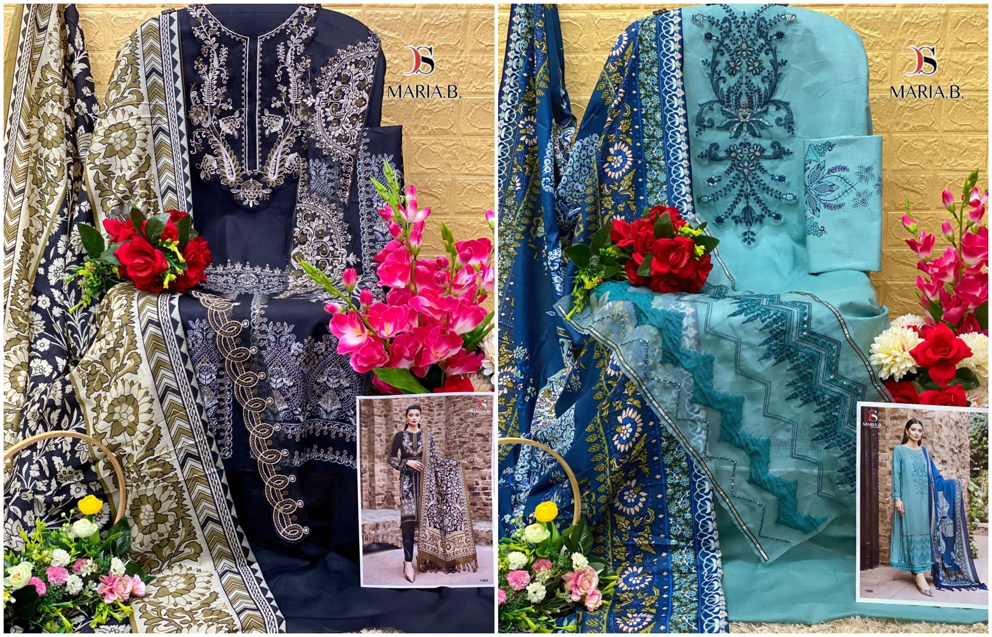  DEEPSY SUITS MARIA B EMBROIDERED LAWN D NO 1983 & 1986