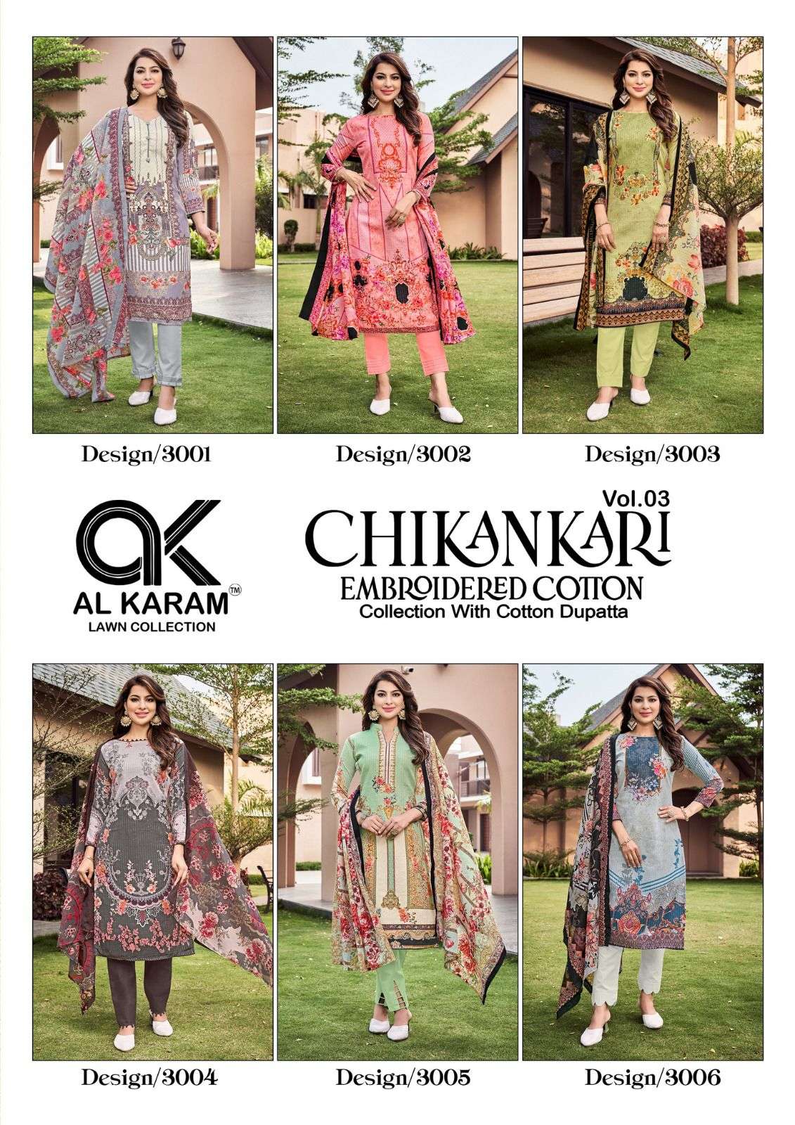 AL KARAM CHIKANKARI EMBROIDERED COTTON COLLECTION VOL 3