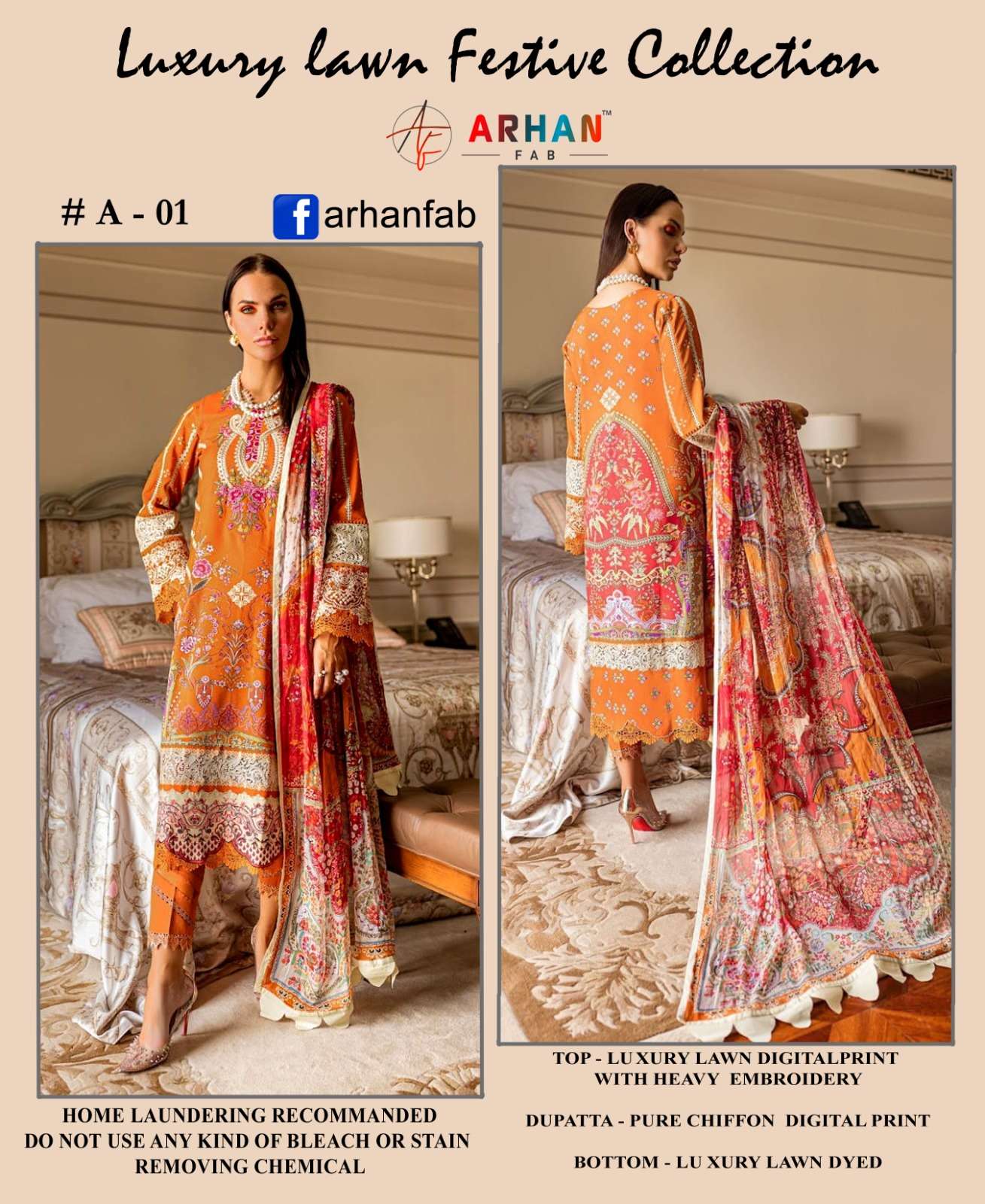 ARHAN FAB LUXURY LAWN FESTIVE COLLECTION