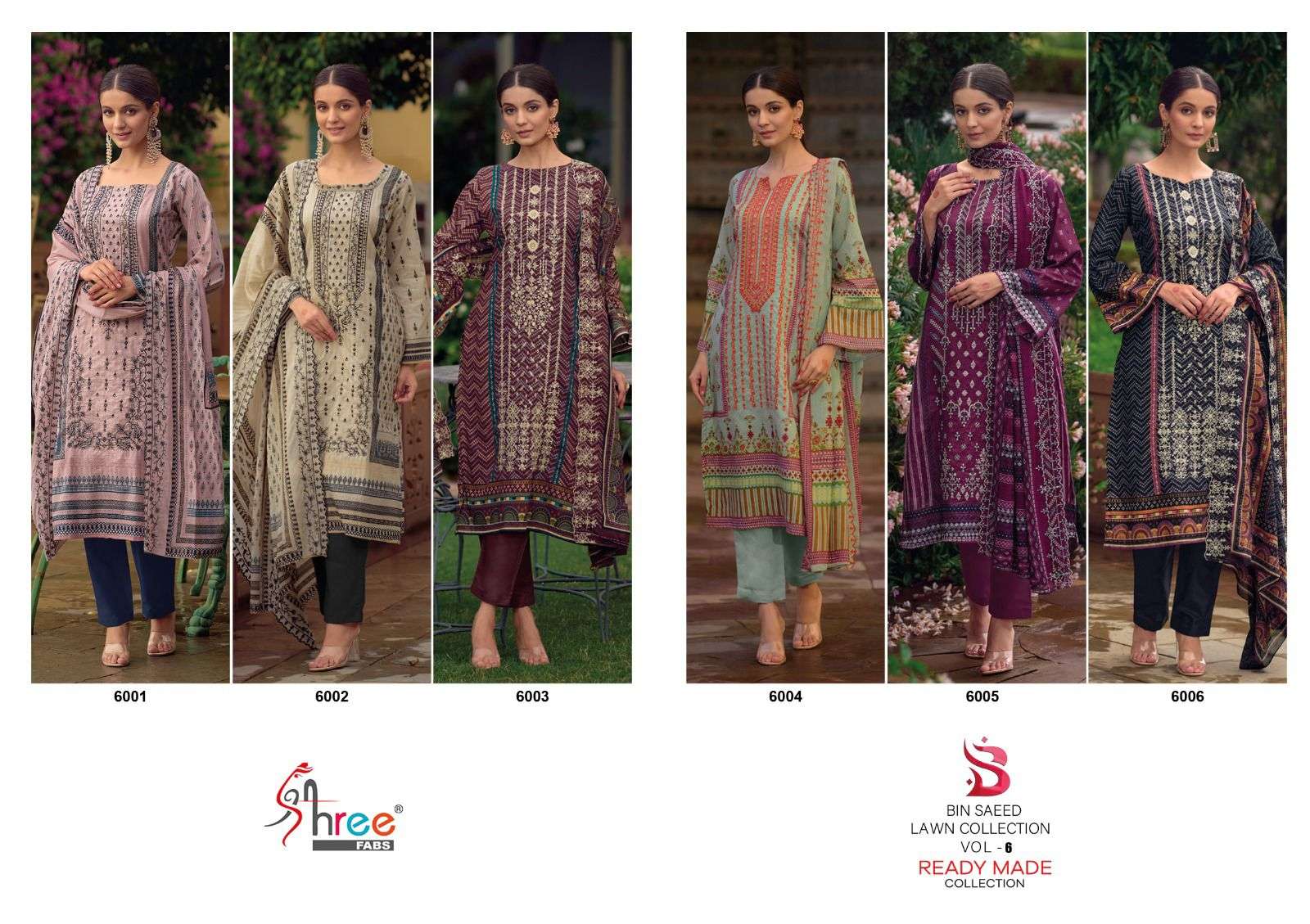 SHREE FABS BIN SAEED LAWN COLLECTION VOL 6 READY MADE COLLECTION