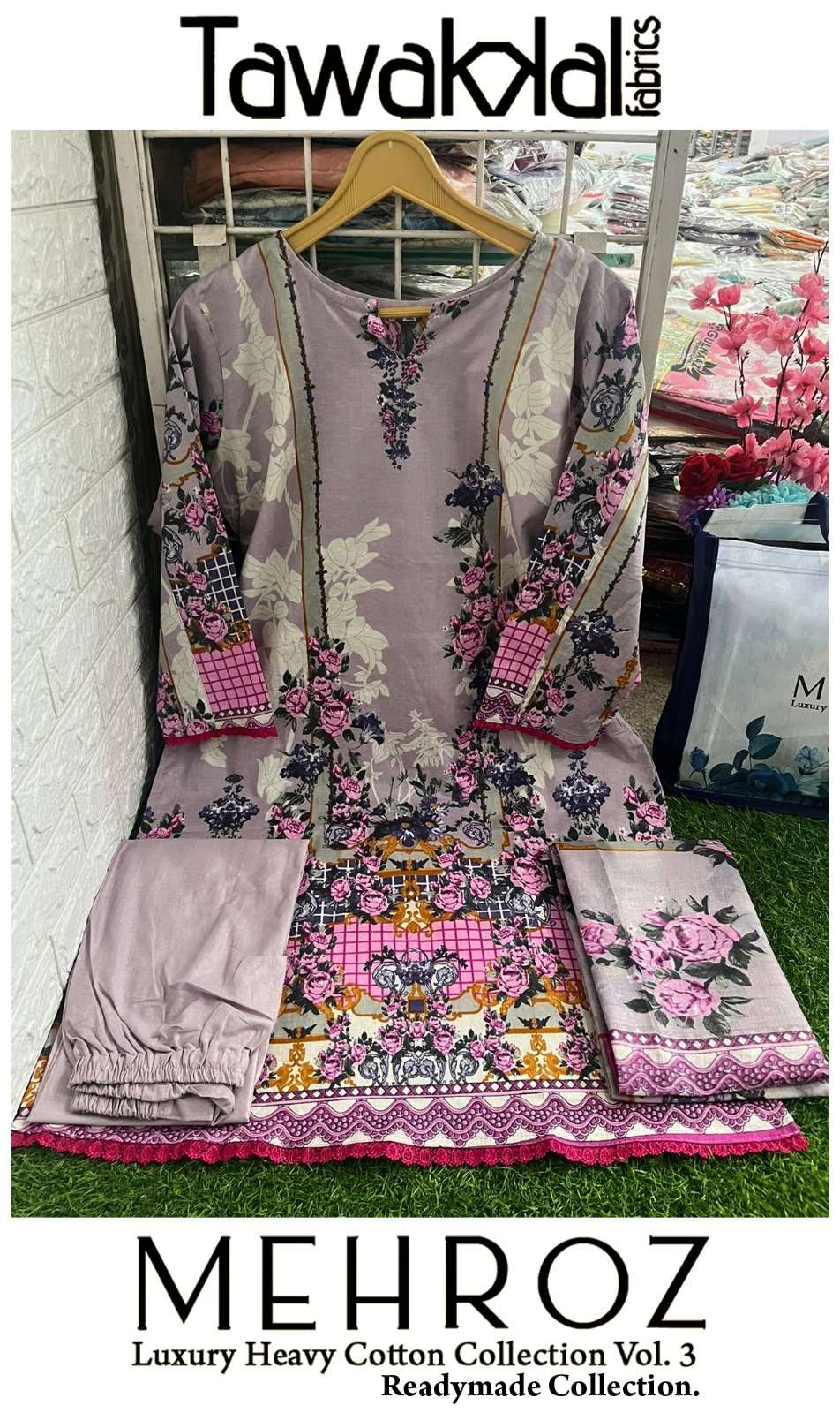  TAWAKKAL FABRICS MEHROZ VOL 3 LUXURY HEAVY COTTON READY MADE COLLECTION