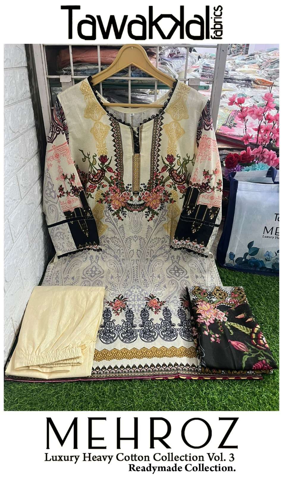  TAWAKKAL FABRICS MEHROZ VOL 3 LUXURY HEAVY COTTON READY MADE COLLECTION