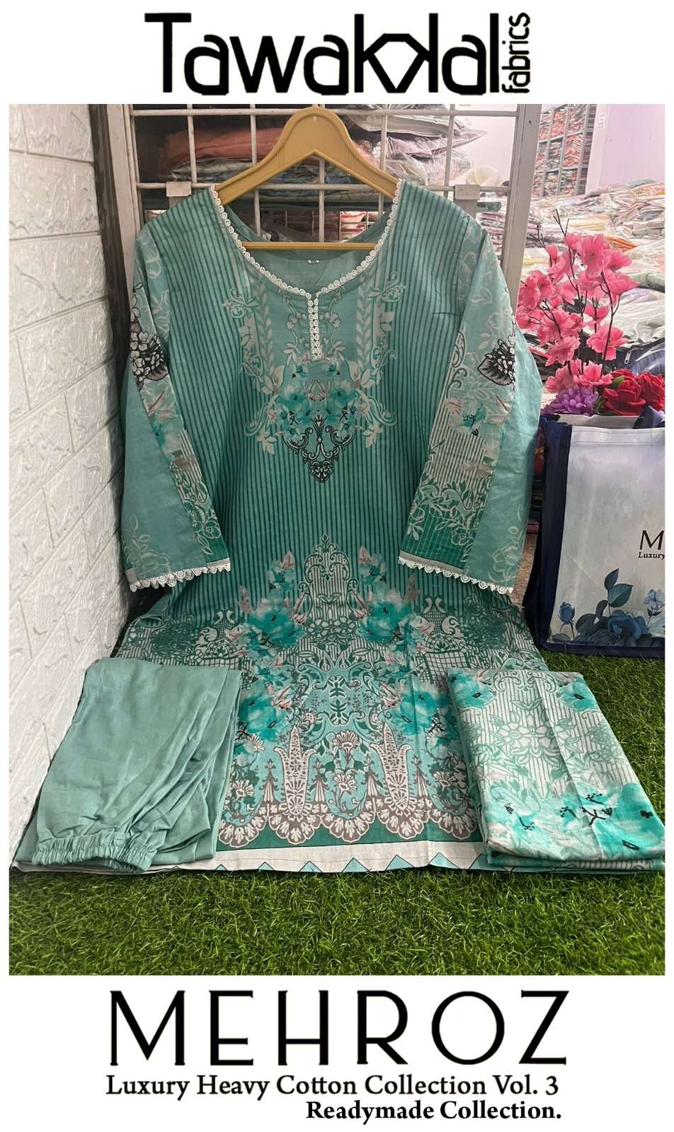  TAWAKKAL FABRICS MEHROZ VOL 3 LUXURY HEAVY COTTON READY MADE COLLECTION