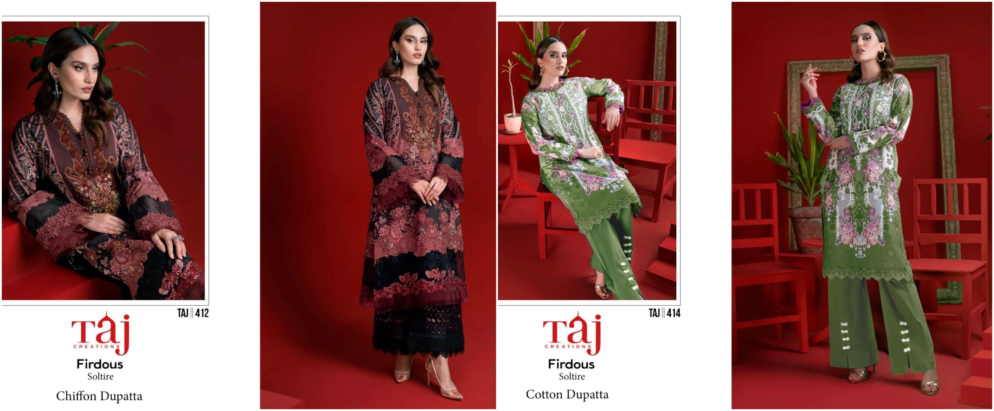 TAJ CREATION FIRDOUS SOLITAIRE D NO 412 & 414