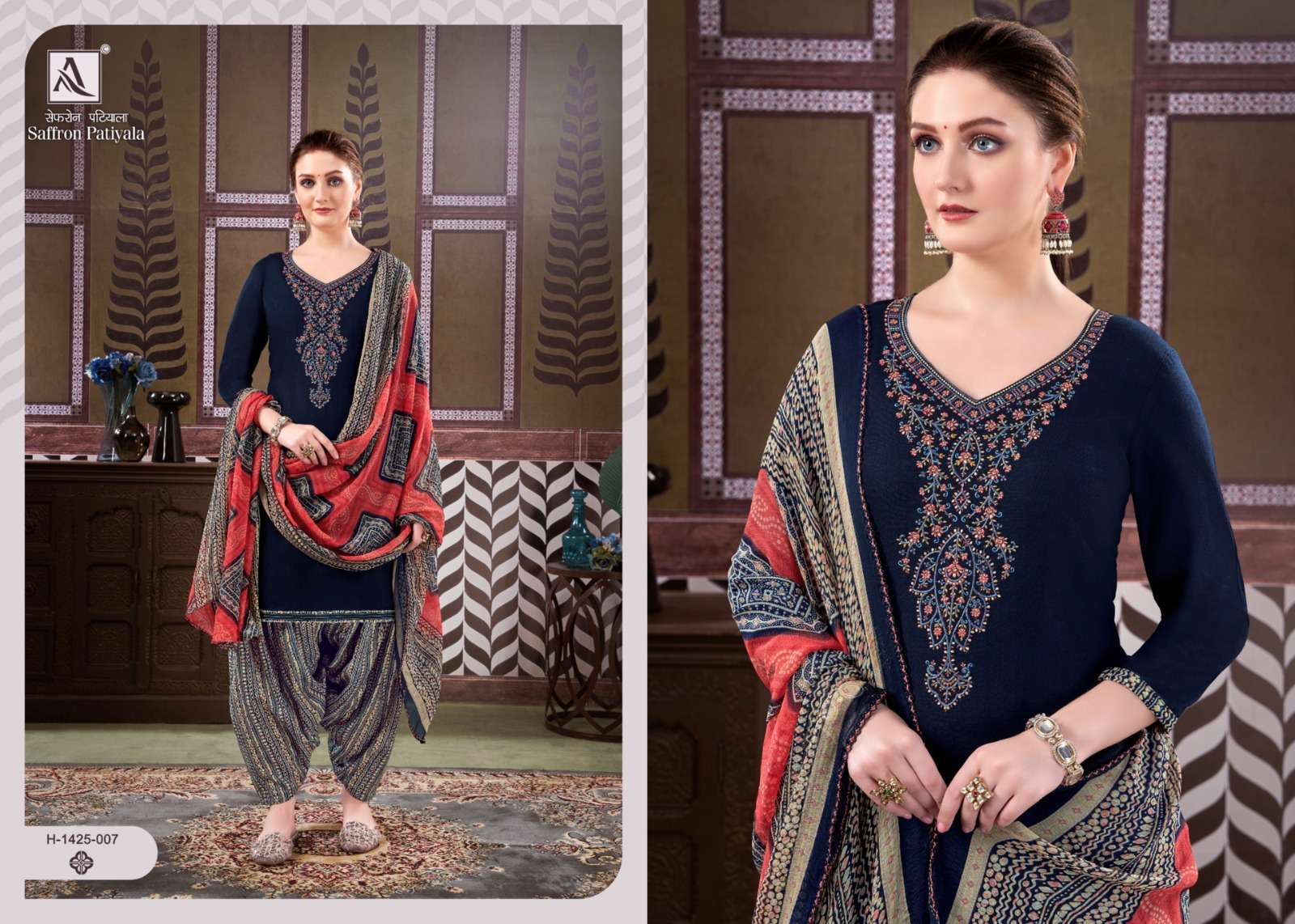 ALOK SUITS SAFFRON PATIYALA