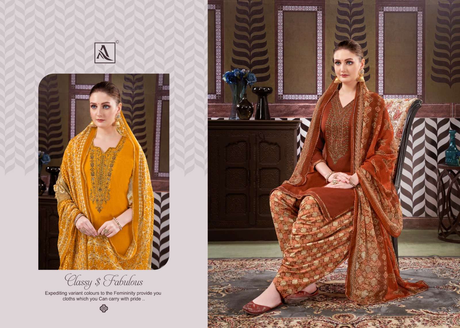 ALOK SUITS SAFFRON PATIYALA