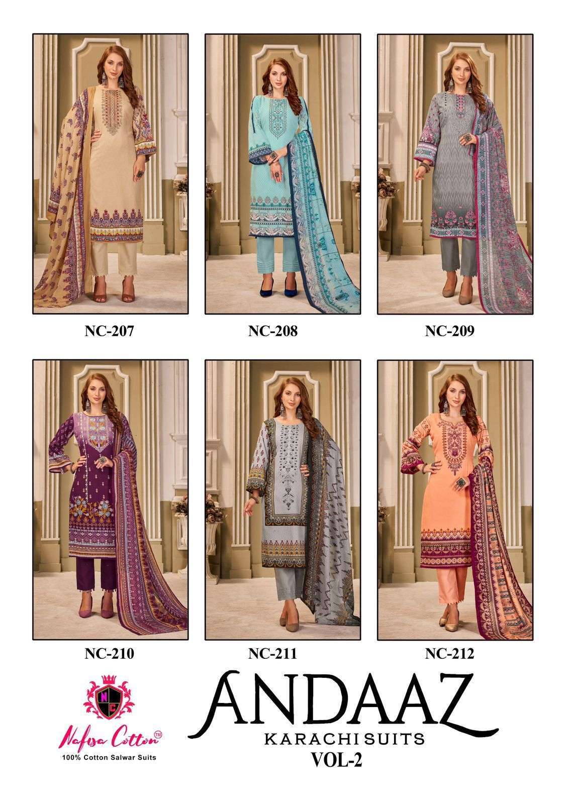 NAFISA COTTON ANDAAZ KARACHI SUITS VOL 2 