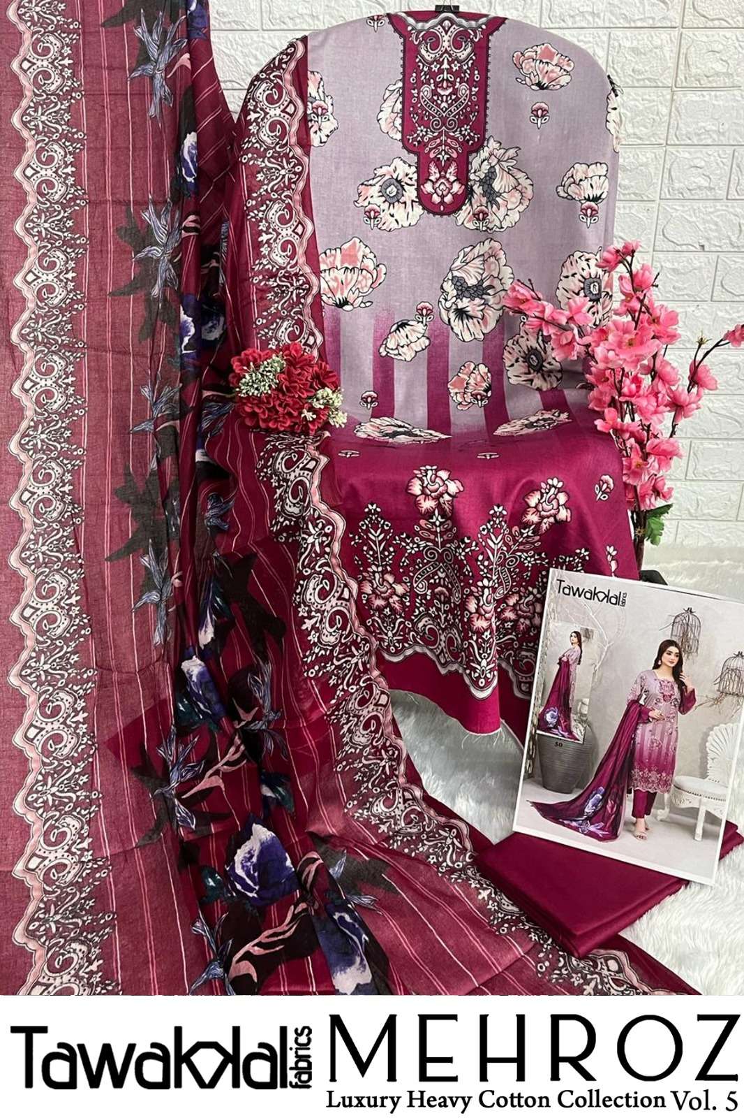 TAWAKKAL FABRICS MEHROZ LUXURY HEAVY COTTON COLLECTION VOL 5 