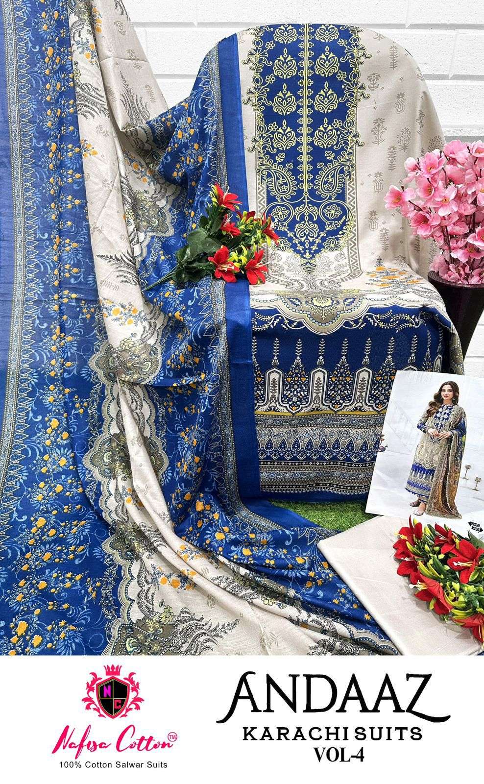 NAFISA COTTON ANDAAZ KARACHI SUITS VOL 4
