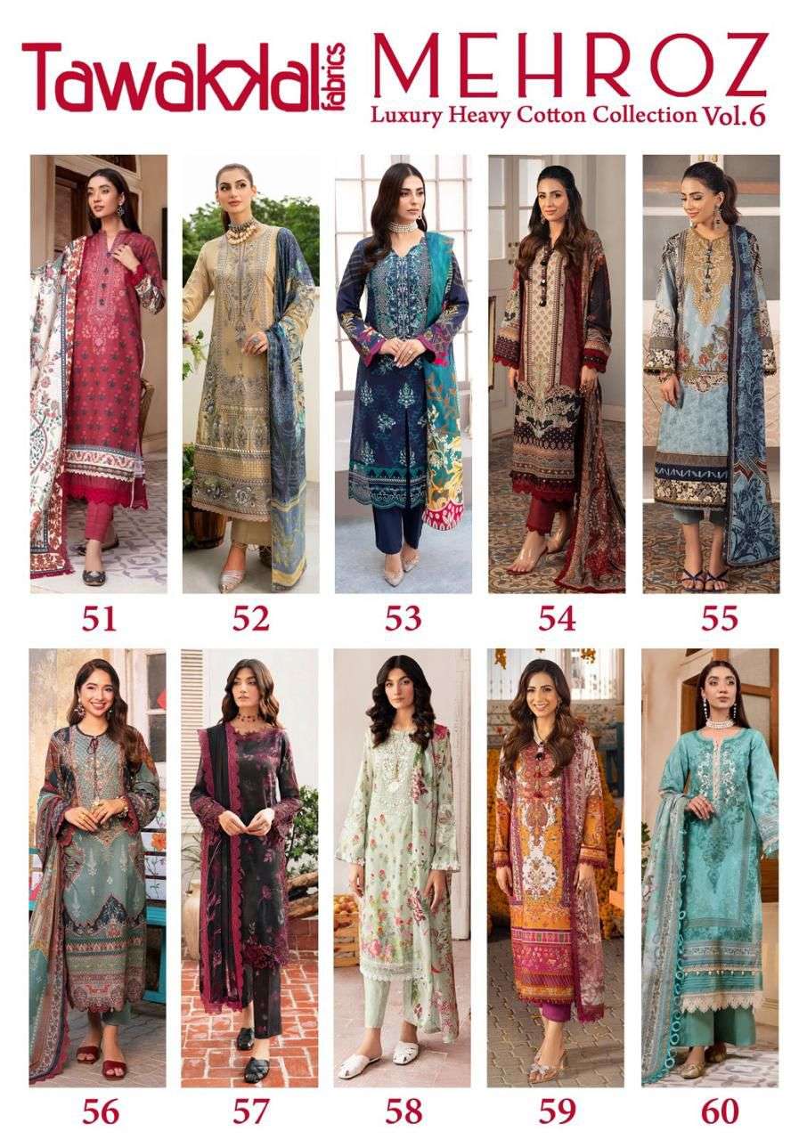 TAWAKKAL FABRICS MEHROZ LUXURY HEAVY COTTON COLLECTION VOL 6