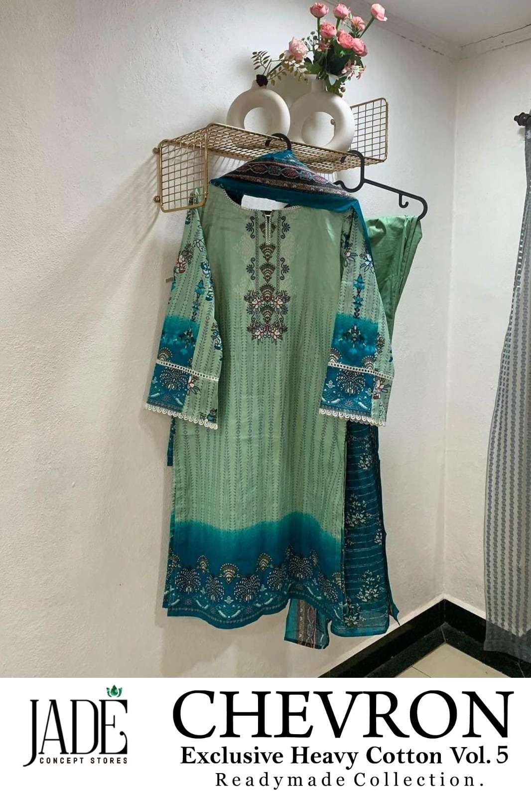 JADE CHEVRON EXCLUSIVE HEAVY COTTON VOL 5 READY MADE SUIT