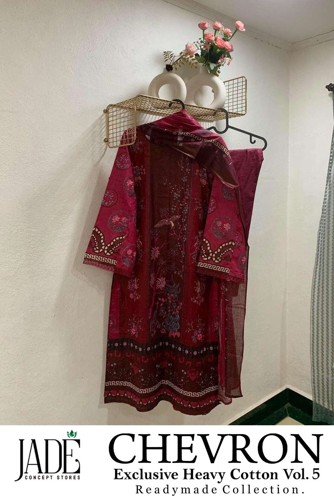 JADE CHEVRON EXCLUSIVE HEAVY COTTON VOL 5 READY MADE SUIT