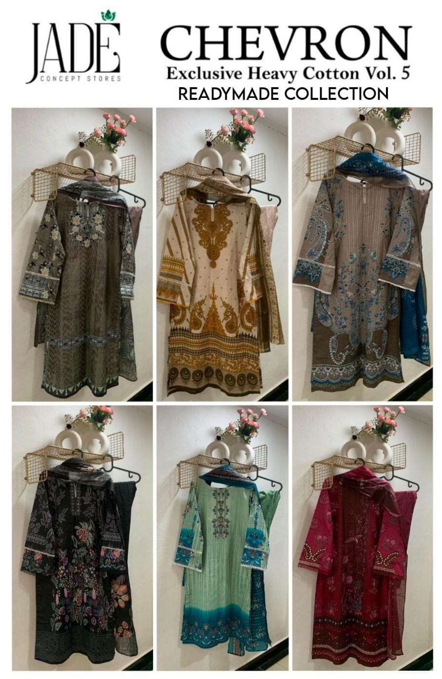 JADE CHEVRON EXCLUSIVE HEAVY COTTON VOL 5 READY MADE SUIT