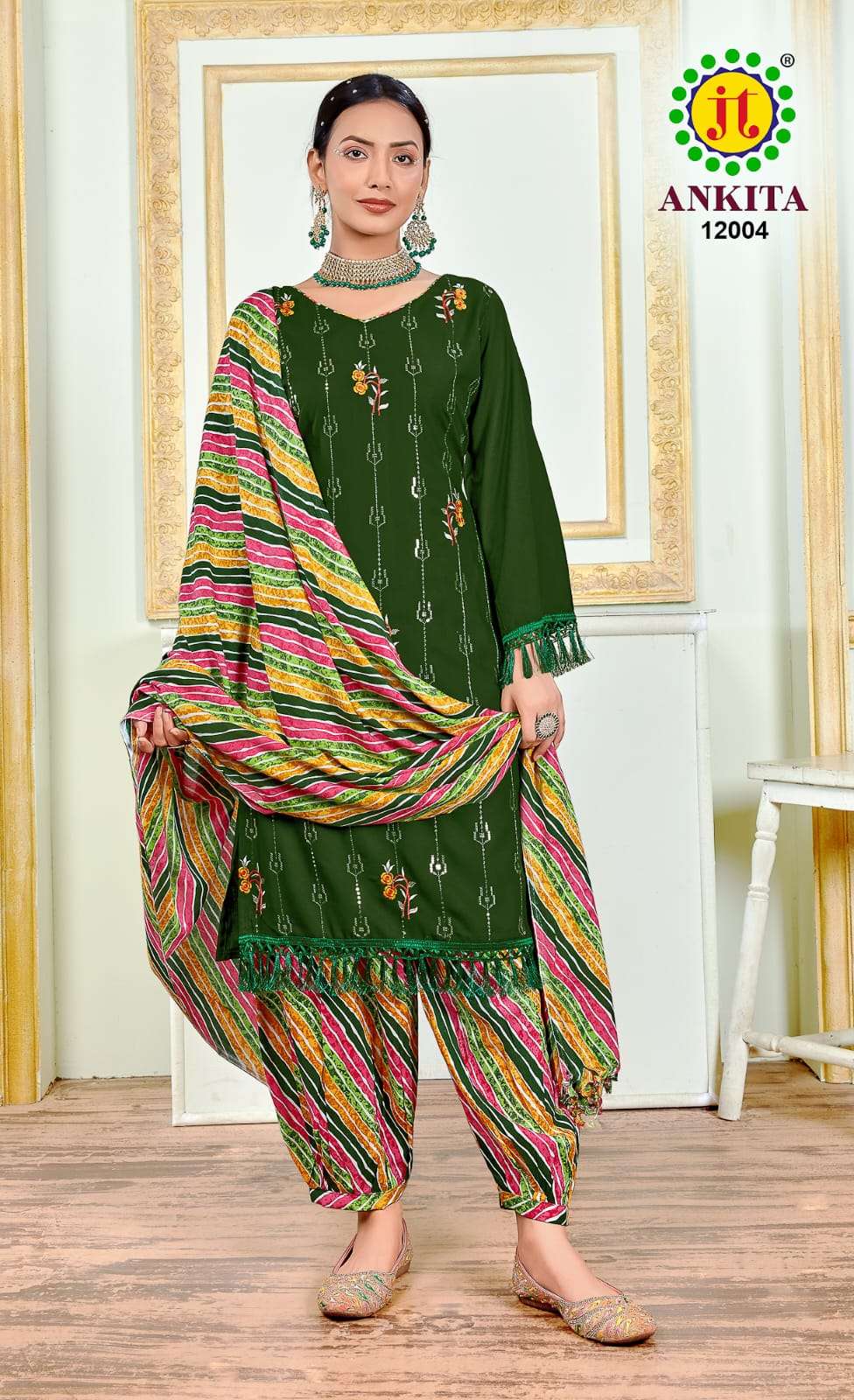 JT ANKITA VOL 12 RAYON FANCY SEQUENCE EMBROIDERY WORK SUIT