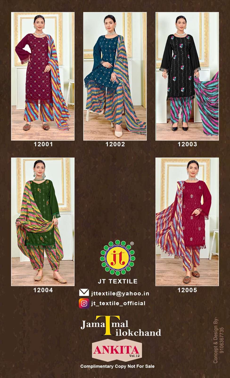 JT ANKITA VOL 12 RAYON FANCY SEQUENCE EMBROIDERY WORK SUIT