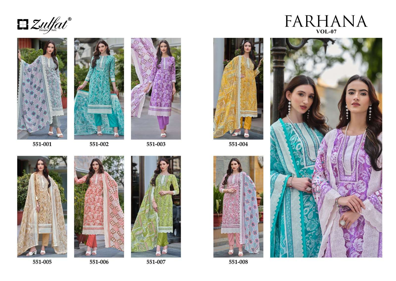 ZULFAT DESIGNER SUITS FARHANA VOL 7 