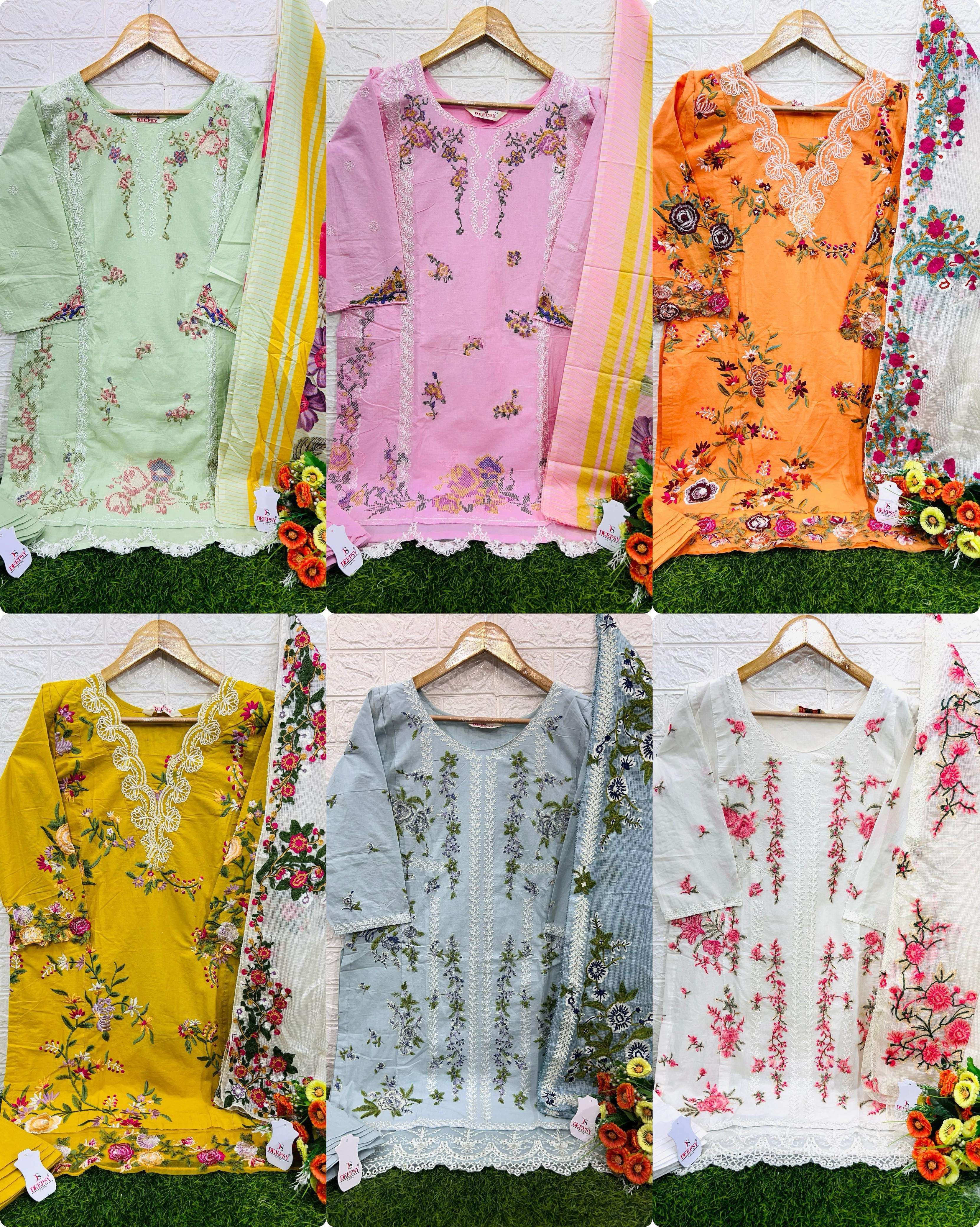 DEEPSY SUITS SANA SAFINAZ MUZLIN EMBROIDERED 24 READY MADE COLLECTION