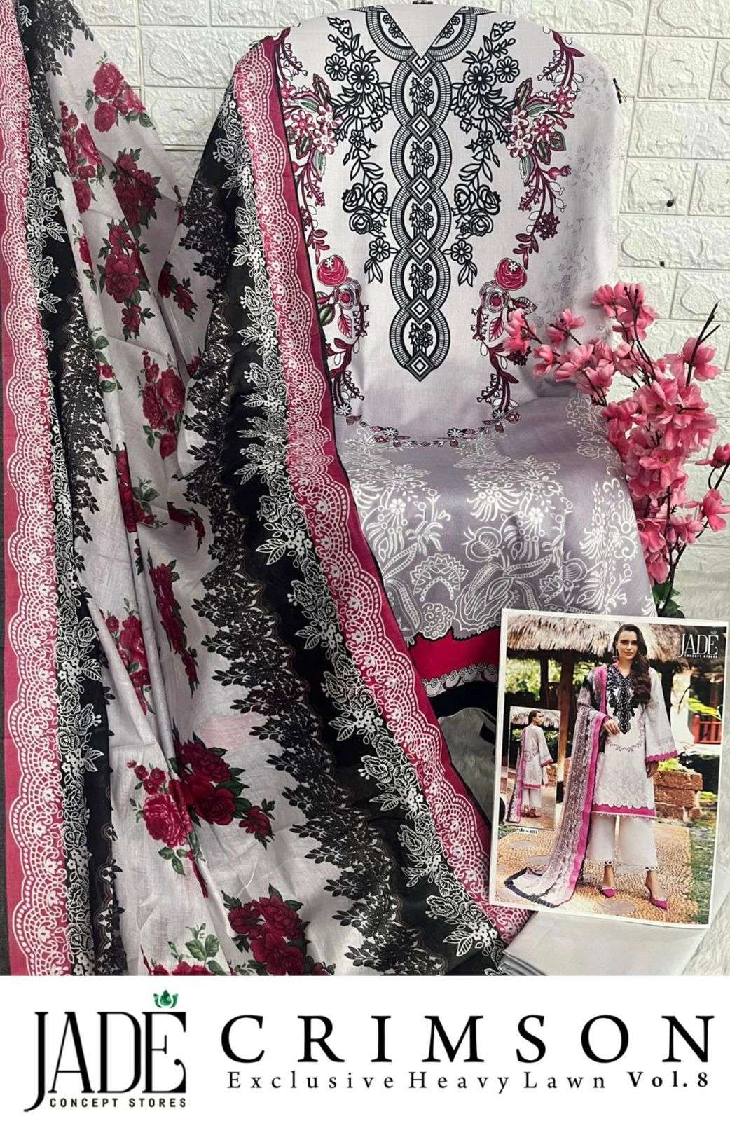 JADE CRIMSON EXCLUSIVE HEAVY LAWN COLLECTION VOL 8 NEW DESIGNS